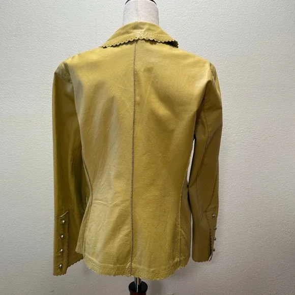Vintage Y2K Cami NYC Western Cutouts Scalloped Edge Leather Jacket Size 16